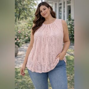Liz Claiborne Blush Pink Lace Blouse XL Lined Feminine Romantic Top Cottagecore